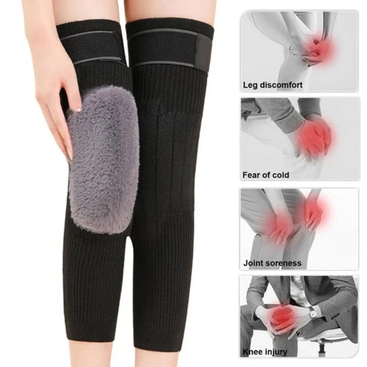 Adjustable Cashmere Wool knee Warmers -30° Warm Knee Pads With Straps